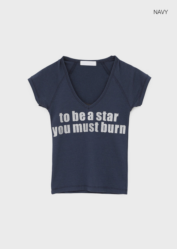 Jeff Glitter V-neck Short Sleeve Tee