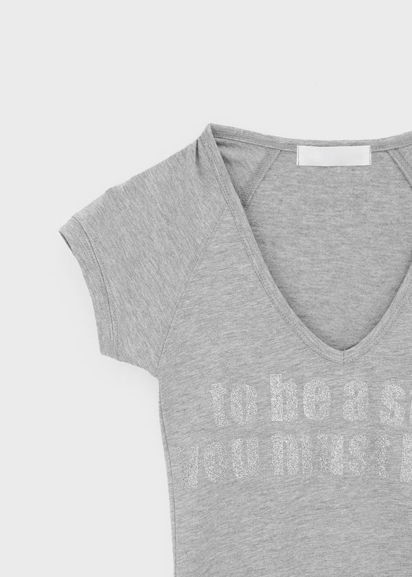 Jeff Glitter V-neck Short Sleeve Tee