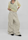 Ney stitch back elastic wide pants