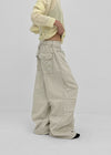 Ney stitch back elastic wide pants