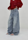 Meloff cut-out wide denim pants