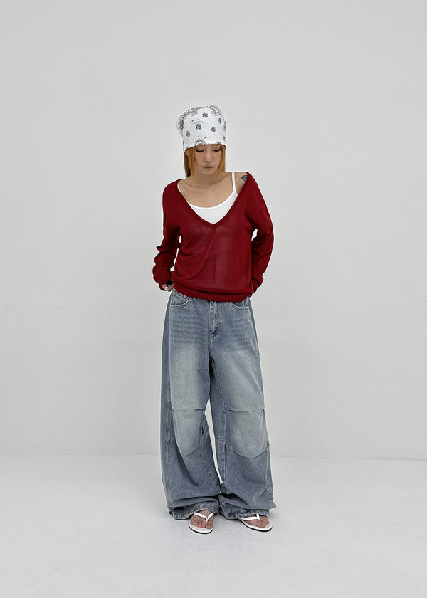 Meloff cut-out wide denim pants
