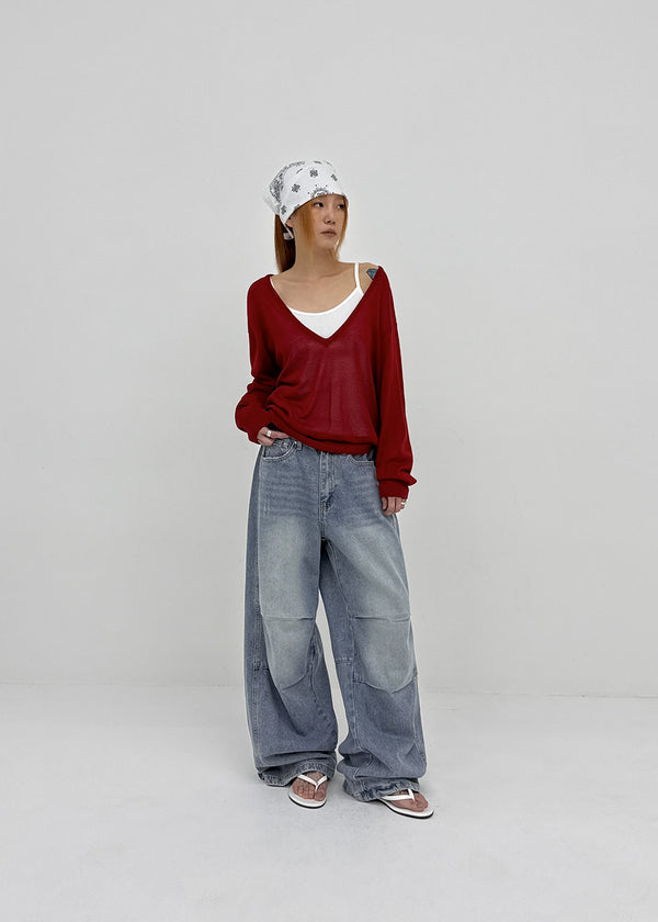 Meloff cut-out wide denim pants