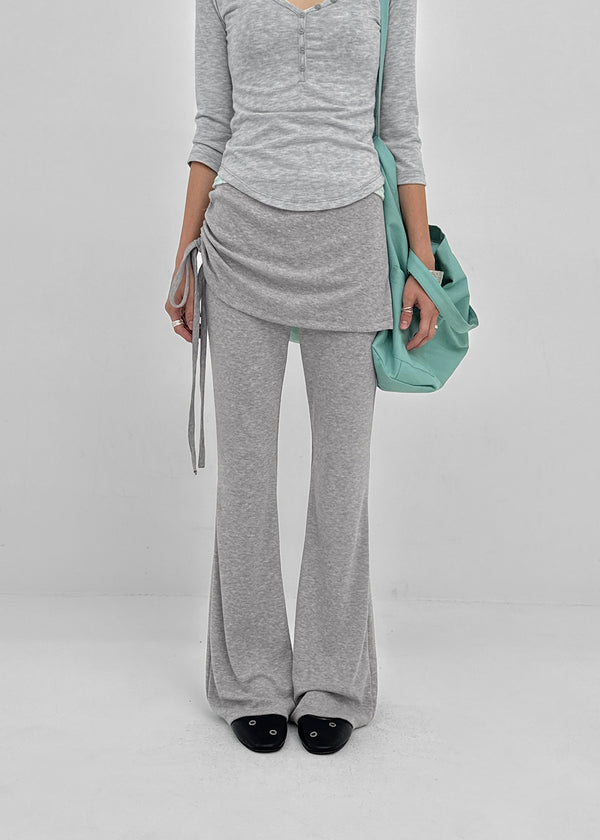 Deck shirred bootcut skirt pants