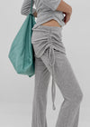 Deck shirred bootcut skirt pants