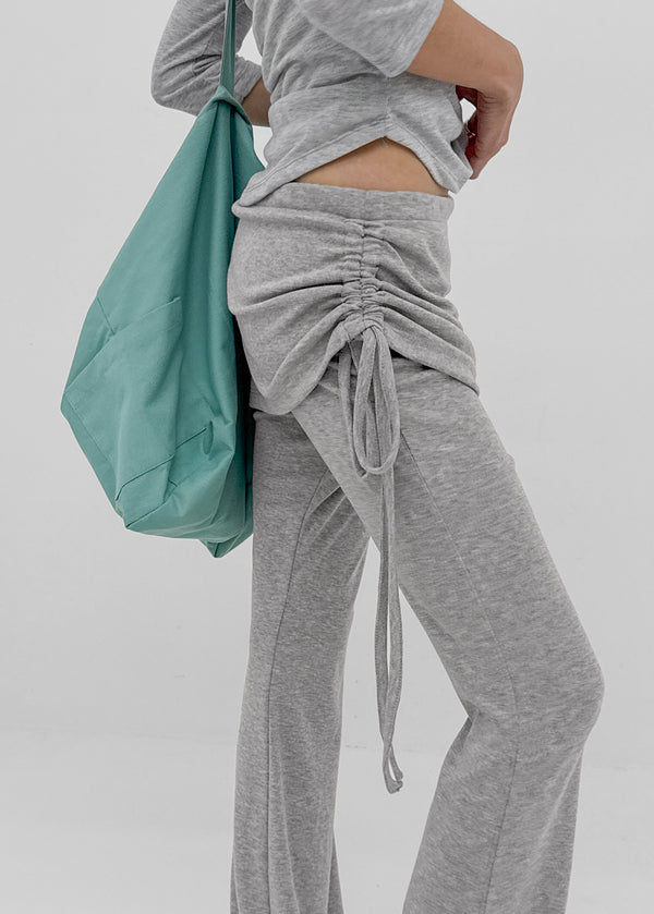 Deck shirred bootcut skirt pants
