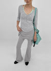 Deck shirred bootcut skirt pants