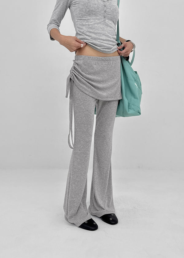 Deck shirred bootcut skirt pants