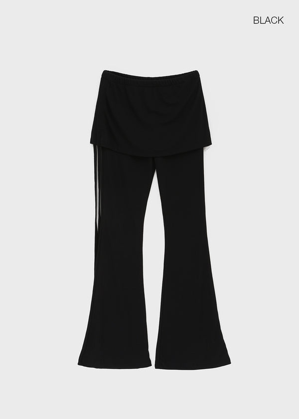 Deck shirred bootcut skirt pants