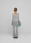 Bellows button V-neck 3/4 sleeves