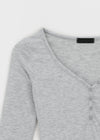 Bellows button V-neck 3/4 sleeves