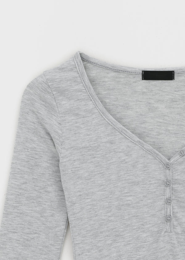 Bellows button V-neck 3/4 sleeves