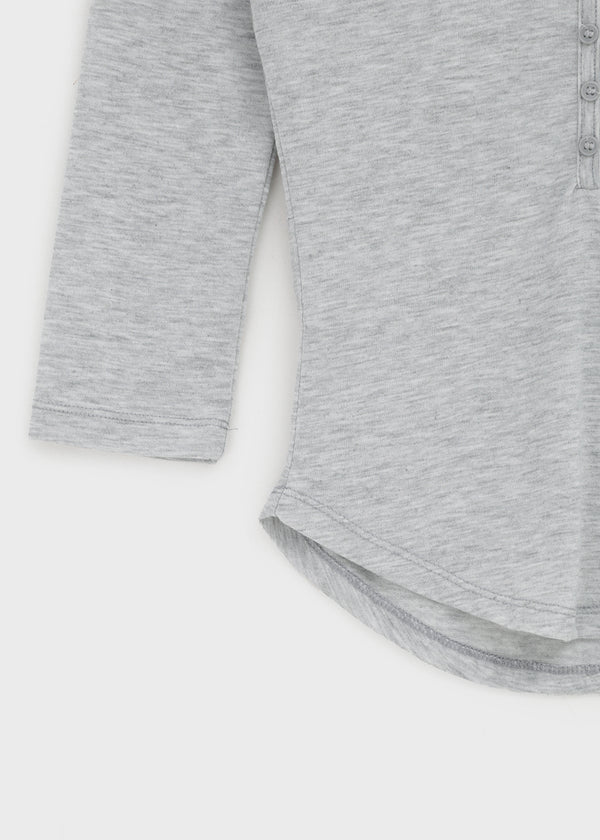 Bellows button V-neck 3/4 sleeves