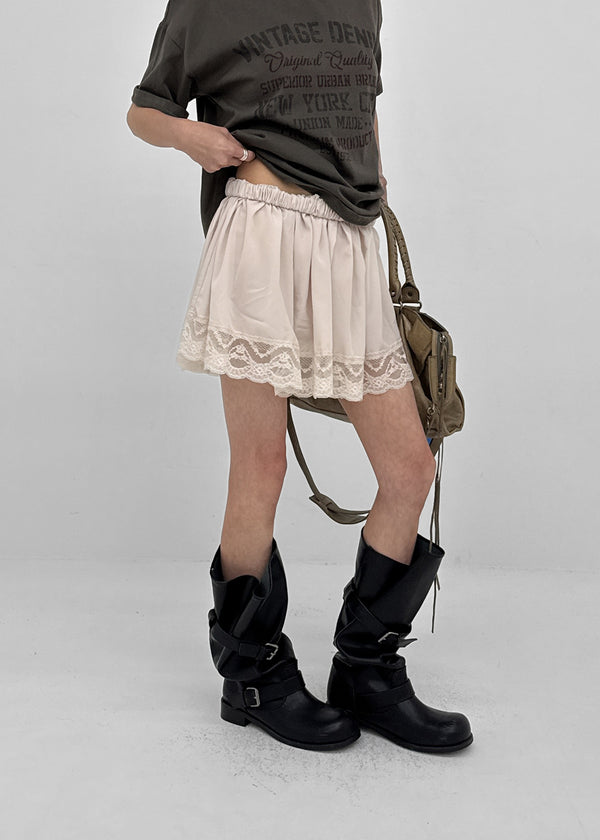 Nellie's satin lace miniskirt