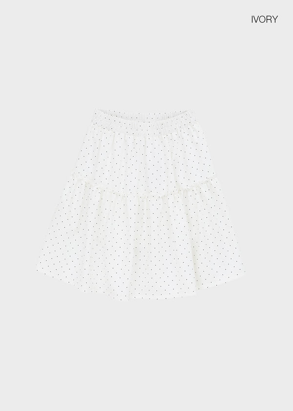 Corduroy polka dot tiered midi skirt