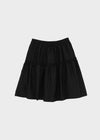 Corduroy polka dot tiered midi skirt