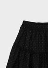 Corduroy polka dot tiered midi skirt