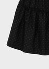 Corduroy polka dot tiered midi skirt