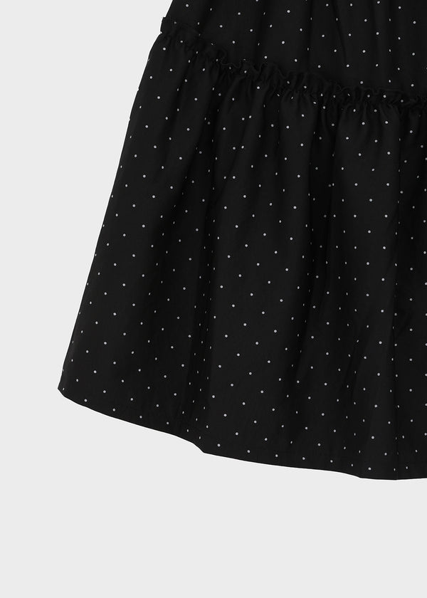 Corduroy polka dot tiered midi skirt