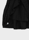 Corduroy polka dot tiered midi skirt