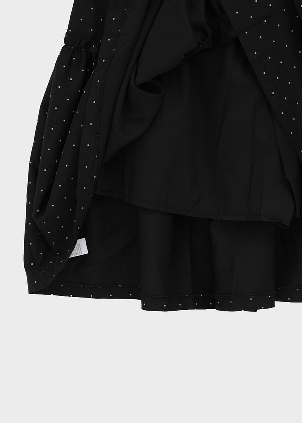 Corduroy polka dot tiered midi skirt