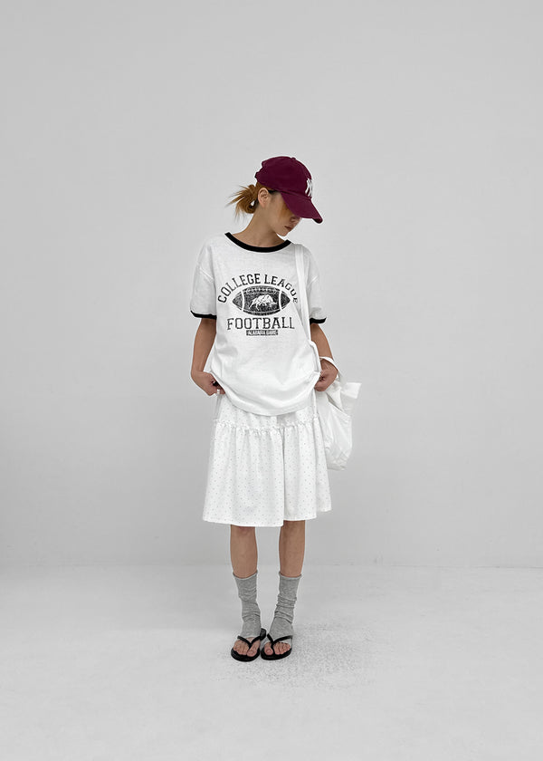 (UNISEX) Burinf Printed Ringer Short Sleeve T-shirt