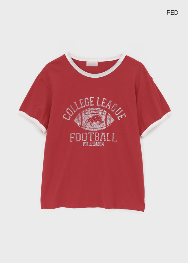 (UNISEX) Burinf Printed Ringer Short Sleeve T-shirt