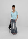 Deanb Low-waist Damaged Bootcut Denim Pants