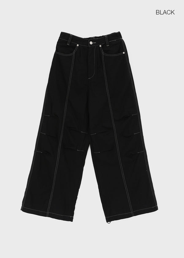 Ney stitch back elastic wide pants