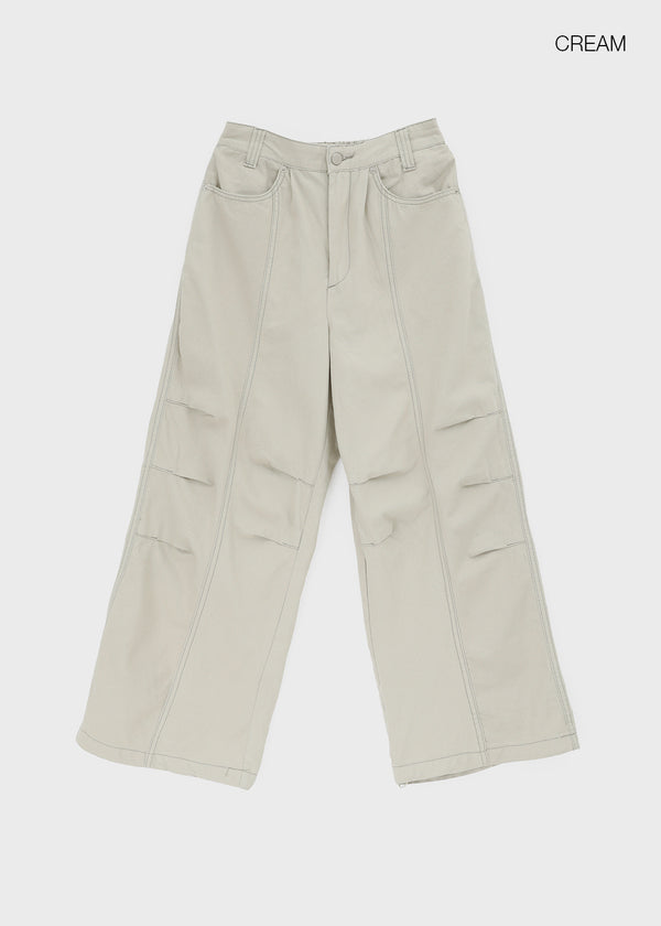 Ney stitch back elastic wide pants