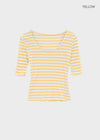 Huring U-neck striped 5-sleeve tee