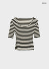 Huring U-neck striped 5-sleeve tee