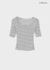 Huring U-neck striped 5-sleeve tee
