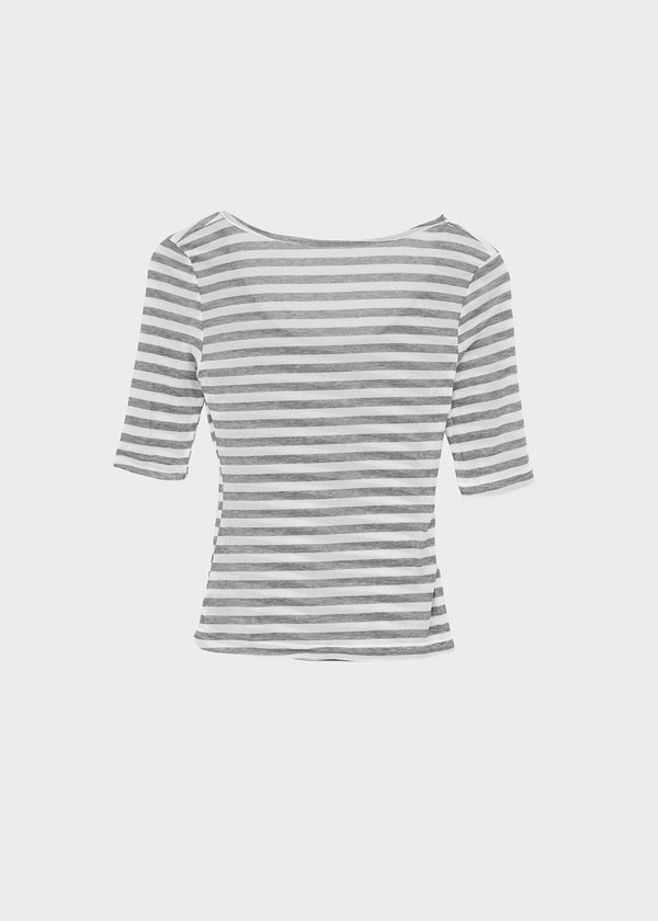 Huring U-neck striped 5-sleeve tee
