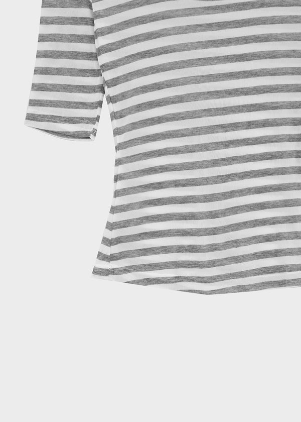 Huring U-neck striped 5-sleeve tee