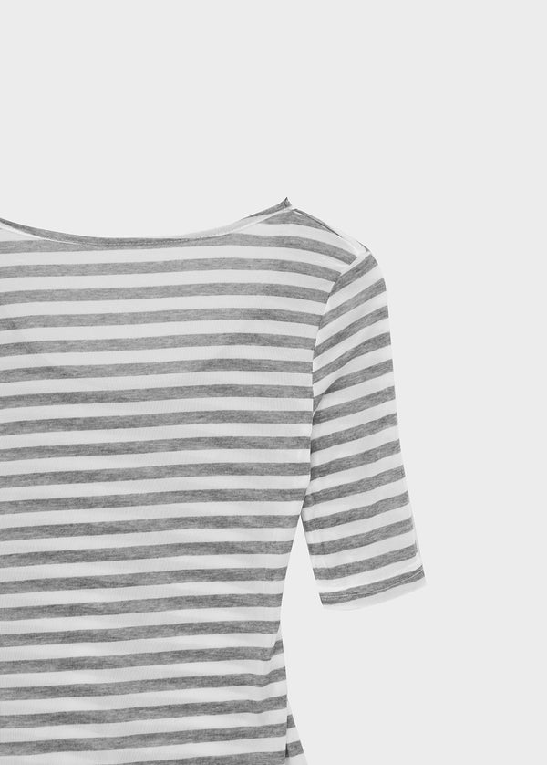 Huring U-neck striped 5-sleeve tee