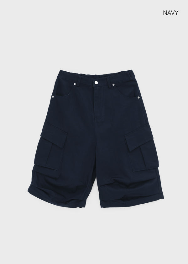 (UNISEX) Jetting Bermuda Back Elastic Cargo Pants