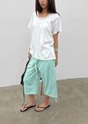 Kyouul Shirred Strap One-Shoulder Short Sleeve Tee