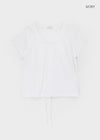 Kyouul Shirred Strap One-Shoulder Short Sleeve Tee