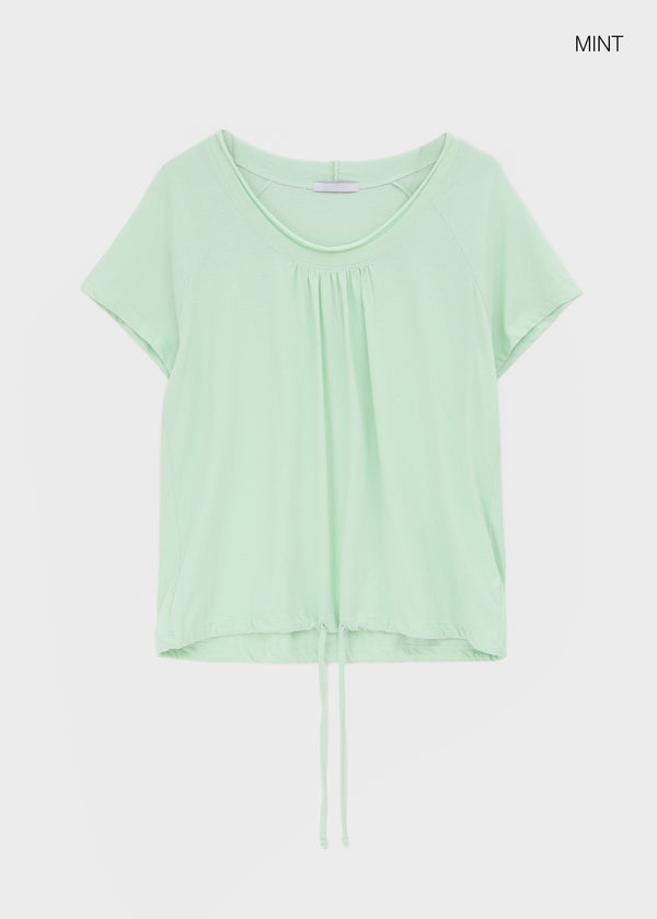 Kyouul Shirred Strap One-Shoulder Short Sleeve Tee