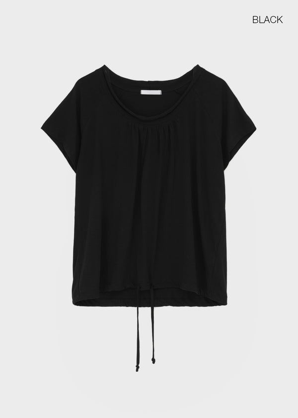 Kyouul Shirred Strap One-Shoulder Short Sleeve Tee