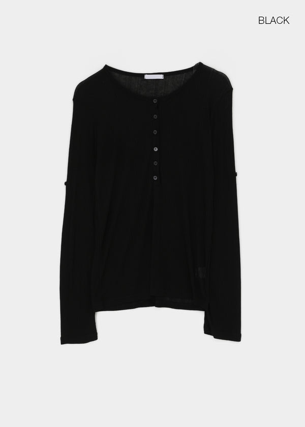 Debpin Henley Neck Roll-up Summer Long Sleeve Tee