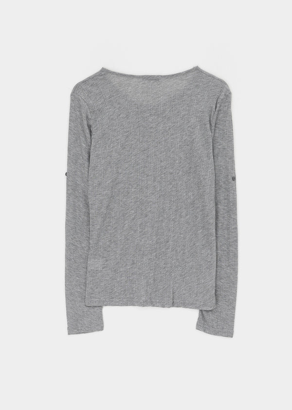 Debpin Henley Neck Roll-up Summer Long Sleeve Tee