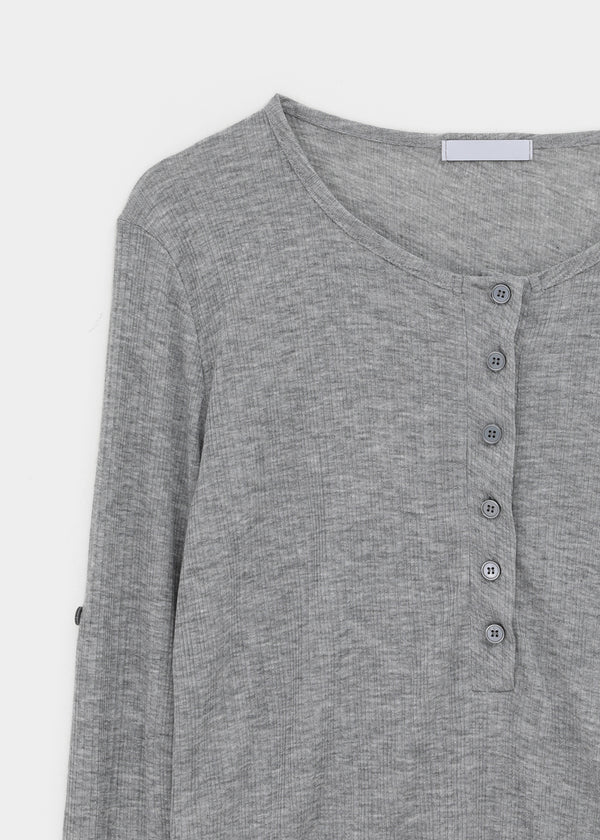 Debpin Henley Neck Roll-up Summer Long Sleeve Tee