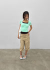 Buckle Square Neck Cropped Short Sleeve Tee