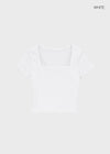 Buckle Square Neck Cropped Short Sleeve Tee