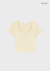 Buckle Square Neck Cropped Short Sleeve Tee