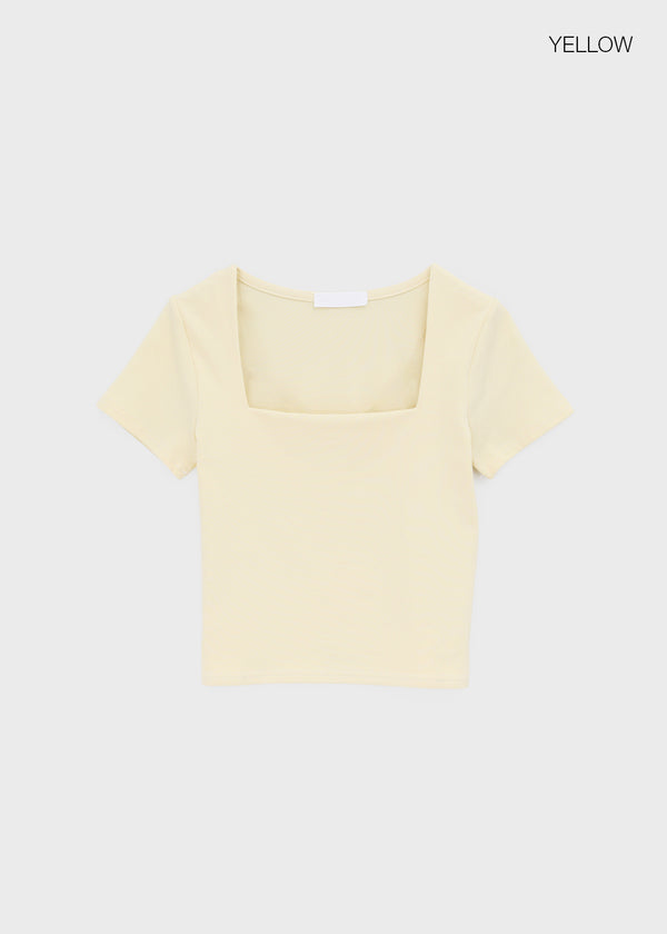 Buckle Square Neck Cropped Short Sleeve Tee