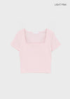 Buckle Square Neck Cropped Short Sleeve Tee