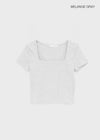 Buckle Square Neck Cropped Short Sleeve Tee